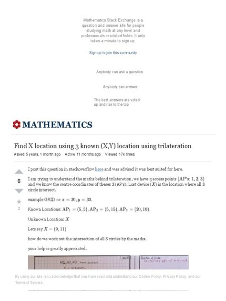 Find X location using 3 known (X,Y) location using trilateration