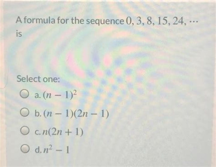 Formula for the sequence 0,3,8,15,24 ...