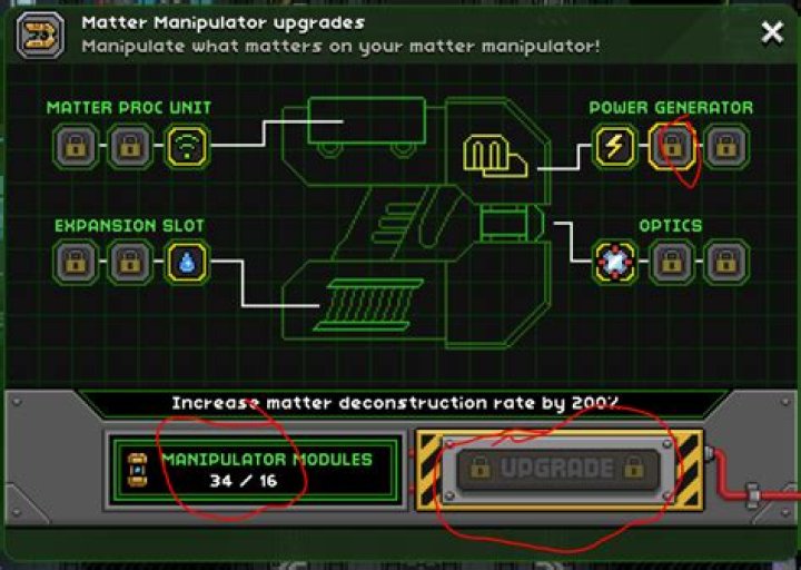 How do I upgrade my Matter Manipulator?