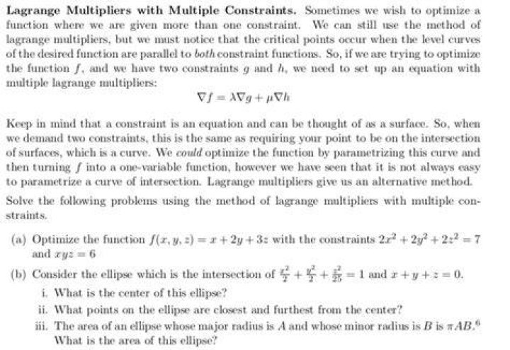 Lagrange multipliers with multiple constraints