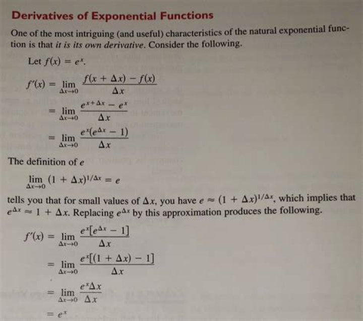 proof of derivative of an exponential function