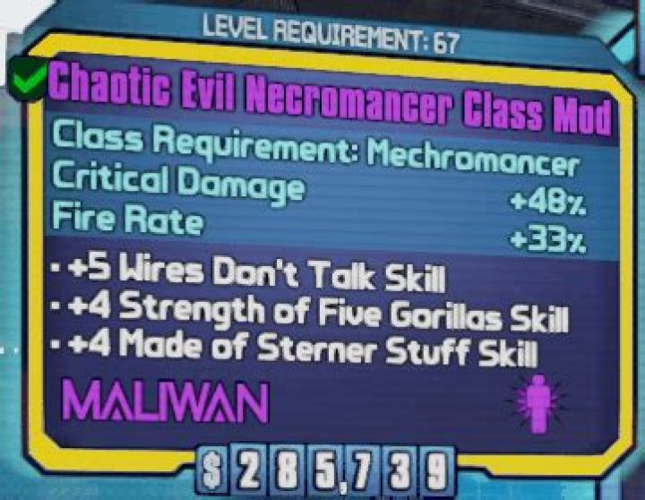 What are the Bunkers & Badasses event class mods?
